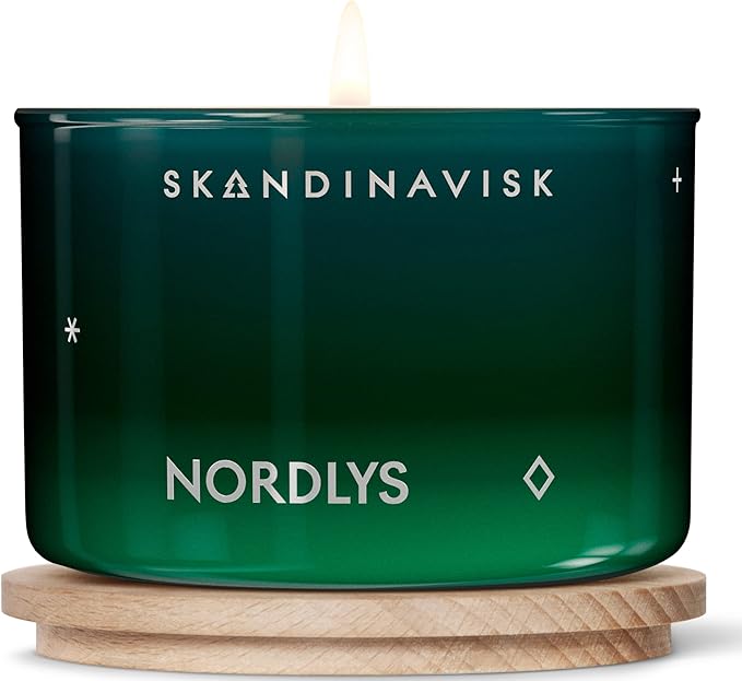 Skandinavisk NORDLYS 'Northern Lights' Scented Candle. Fragrance Notes: Arctic Intensity and Celestial Colour, a Singular Symphony for Senses. 3.17 oz.