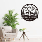 Personalized Rustic Metal Deer Cabin Sign, Outdoor Welcome Sign for Front Porch, Great Custom Metal Name Sign Gift for Hunters, Farmhouse Cabin Decor