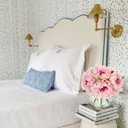 Hollyone Light Pink Peonies Artificial Flowers with Vase Faux Flowers Peony Fake Flowers Silk Flower Arrangements in Glass Vase with Faux Water for Bathroom Table Centerpiece Shelf Home Decor