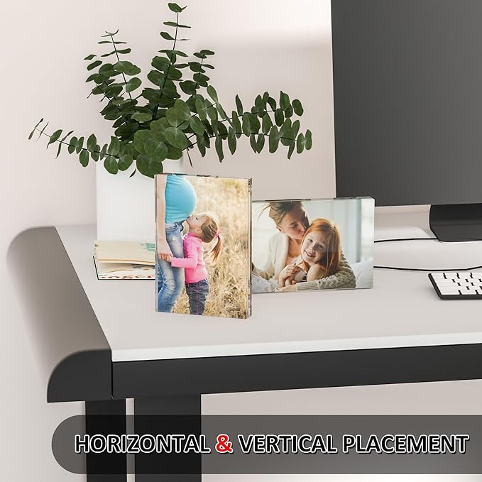4 Pack Acrylic Photo Frames 3.5x5 Double Side Magnets Picture Frame, Clear Acrylic Frames for 2x3, 3x5 Pictures, 10 + 10MM Thickness