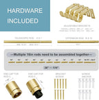 Curtain Rods for Windows 16 to 170 Inches Adjustable Length 1 Inch Diameter Window Curtain Rod with Aluminium Finials, Flash Gold