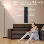 36W Super Bright LED Floor Lamp with Remote Control, Modern Stepless Dimmable Standing Lamp, 350°Rotating Head Tall Torchiere Floor Lamps for Living Room, Bedroom, Office