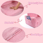 Kids Chairs for Toddler, 2-in-1 Toddler Soft Sherpa Couch Fold Out, Convertible Sofa to Lounger for Girls and Boys, Pink