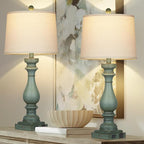 29" Tall Table Lamp for Living Room Set of 2,Vintage Bedside Nightstand Lamps with USB C+A Ports & AC Outlet,3-Way Dimmable Touch Control Retro Green Desk Lamp for Bedroom,Color 4