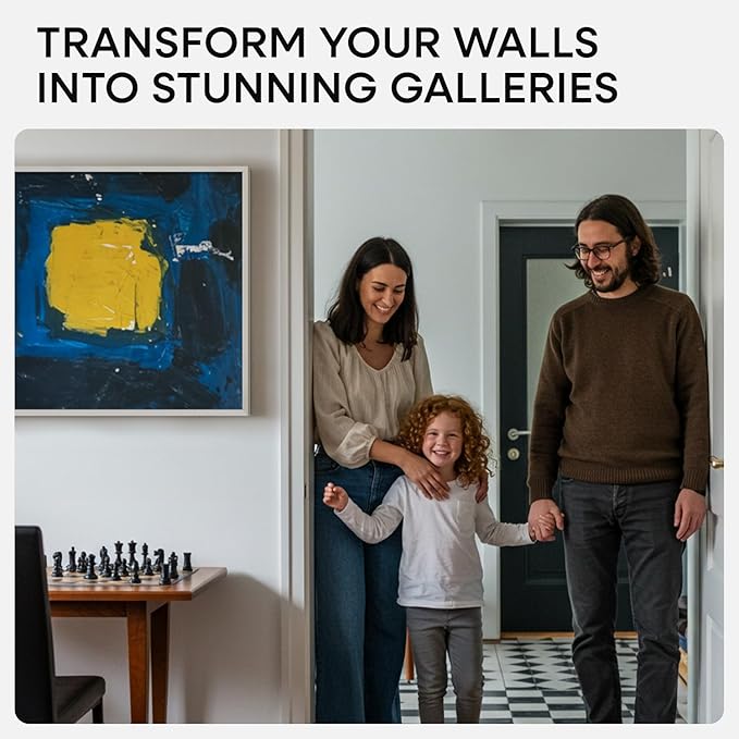 Homeforia 24x24 White Picture Frame, High End Oak 24 x 24 Square Wood Frames with Mat 20 by 20 inches Photo, 24by24 White Wooden Poster Frames Matted to 20x20 Print, Tempered Glass, Wall Kit, Set of 1