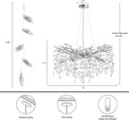 Modern Crystal Chandelier for Dining Room,Silver Tree Branch Chandeliers,Round Luxury Raindrop High Ceiling Chandelier Fixture Hanging Pendant Light Fixtures - 30 inch, 5 Year Warranty