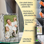 Acrylic Picture Frames 3 Pack 5x7 Scalloped with Detachable Brackets, Vertical and Horizontal Tabletop Display, Clear Magnetic Photo Frames for Home/Party/Wedding