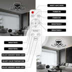 Modern LED Ceiling Light,Dimmable 6 Rings Flush Mount Ceiling Light Fixtures,3000K-6500K 81W Ring Ceiling Lamp with Remote for Bedroom,Dining Room,Living Room,Black
