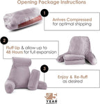 Nestl Reading Pillow Large Bed Pillow, Back Pillow for Sitting in Bed Shredded Memory Foam Chair Pillow, Reading & Bed Rest Pillows Dusty Purple Back Pillow for Bed, Bed Chair Arm Pillow with Pockets