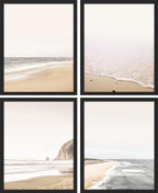 SIGNWIN Framed White Minimalist Ocean Beach Seashore Scenic Wall Art, Set of 4 Landscape Colorful Wall Decor Prints, Nature Wilderness Wall Décor for Living Room, Bedroom - 12"x16" Black