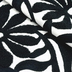 Alysheer Farmhouse Floral Leaves Embroidered Decorative Throw Pillow Cover 18x18 inches, Boho Tufted Flowers Embroidery Pattern Chic Cotton Cushion Case for Couch Bed Sofa Living Room(Black)