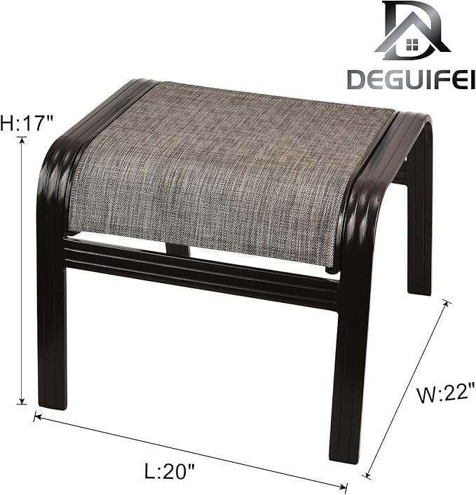 Patio Outdoor Ottoman Footstools Assembled Aluminum Footrest Side Table Small Chairs Patio Ottoman 2 Set Brown