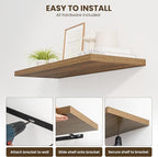 Dreamland 40" Floating Shelves for Wall, 12" Deep Slim Walnut Floating Shelves, Wall-Mounted Shelves for Bedroom, Living Room, Kitchen, Bathroom - Set of 2