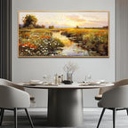 PHAOHUAXM Large Canvas Wall Art For Living Room Wall Decor For Bedroom Watercolour Painting Office Decoration Countryside Sunrise Scenery Wall Picture Home Decor Ready To Hang 30x60 In Wood Framed