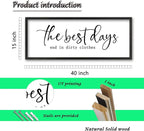 The Best Days End In Dirtiest Clothes Wall Decor 40"×15" Large Laundry Room Bathroom Funny Wood Framed Sign wall Hanging Art (Black)