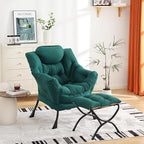 Cozy Lazy Chair and Ottoman, Large Contemporary Accent Lounge Chair Set, Leisure Upholstered Reading Armchair for Bedroom, Living Room, Dorm Rooms, Office