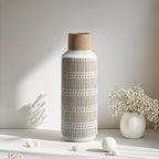 Rustic Ceramic Vase for Living Room Bedroom 11.02'' Farmhouse White Flower Vases for Bouquet Fake Plant Home Decor Office Table Shelf Fireplace Centerpieces Retro Vintage Classic Modern