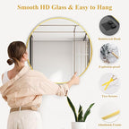 Fabuday Circle Gold Mirror for Wall 32 Inch - Large Bathroom Round Mirror with Matte Metal Frame, Entryway, Living Room, Hallyway, Bedroom Big Circular Mirrors