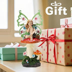 Solar Fairy Garden Decor Flower Fairies Mushroom Figurines with Snail Decor Gifts for Women Mom Miniature Fairy Figurine for Lawn Garden Patio Yard Decorations Outdoor Statue