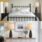 PORTRES 27.5" Ceramic Table Lamps for Bedroom Living Room Lamps Set of 2 Modern Bedside Nightstand Lamp Farmhouse Vintage Rustic Boho Retro Large Table Lamps Light Home Office Desk Deco Gifts, Black