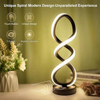 Modern Table Lamp, 7 Colors 10 Light Modes Spiral Design Table Lamp, Touch Dimmable Nightstand Lamp, Unique Bedside Lamp for Living Room, Bedroom, Cool Lamps, Black, 2 Pack