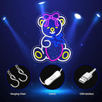 Bear Neon Sign, Neon Signs for Wall Decor Neon LED Signs Room Neon Light Up Signs Home Decor for Bedroom Club Party Bar Shop USB Operated