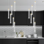 Mini Chandelier Crystal Pendant Lights for Kitchen Island Modern LED Dimmable Ceiling Handing Lighting Adjustable Flush Mount Ceiling Light for Dining Room Bedroom Foyer