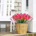 30 Bundles Artificial Flowers Outdoor UV Resistant Fake Flowers No Fade Faux Plastic Plants Garden Porch Window Box Decorating(Rose red)