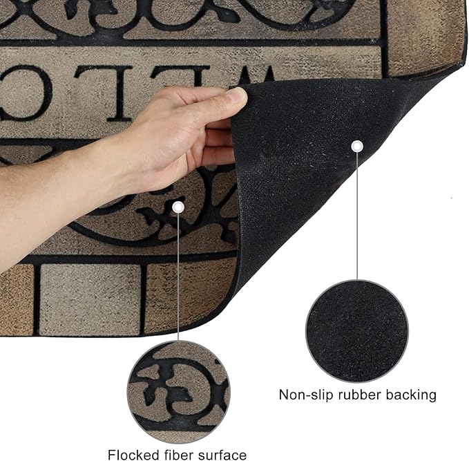 CHICHIC Door Mat Welcome Mat 17x 29 Inch Front Door Mat Outdoors for Home Entrance Outdoors Mat for Outside Entry Way Doormat Entry Rugs, Heavy Duty Non Slip Rubber Back Low Profile,Vine