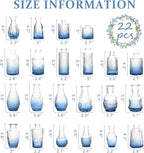 22 Pack Bud Vase in Bulk - BEAHOT Blue Flower Vases for Wedding Decorations, Glass Vase for Table Decorations, Small Vase for Home, Mother's Day, Centerpieces, Party, Office (Blue Gradient)