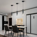 Modern Dimmable Led Pendant Lights Kitchen Island, Ideal for Living Room, Bedroom,Sink 6w LED Crystal Energy-Saving Hanging Lamp for Cozy Lighting (Black 2-Pack)