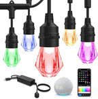 XMCOSY+ Smart Outdoor String Lights - 64ft RGBCWIC Patio Lights with 24 Color Changing Bulbs, LED String Light for Outside Backyard Bistro Party, APP WiFi Control, Work with Alexa, IP65 Waterproof