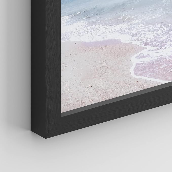 SIGNWIN Framed White Pastel Tropical Island Ocean Beach Shore Wall Art, Set of 4 Landscape Colorful Wall Decor Prints, Nature Wilderness Wall Décor for Living Room, Bedroom - 11"x14" Black