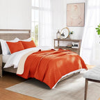 Exclusivo Mezcla Reversible Full Queen Quilt Bedding Set with Pillow Shams, Lightweight Quilts Queen Size, Soft Bedspreads Bed Coverlets for All Seasons - (Burnt Orange, 90"x96")