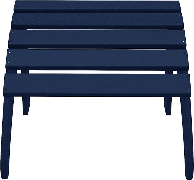 WestinTrends Outdoor Ottoman, Patio Adirondack Ottoman Foot Rest, All Weather Poly Lumber Folding Foot Stool for Adirondack Chair, Widely Used for Outside Porch Pool Lawn Backyard, Navy Blue