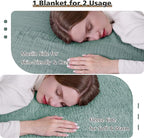 EMME Muslin and Fleece Throw Blanket Reversible - 50"*60" Teal Soft Warm Throw Blankets for Couch Bed Picnic Travel Bed