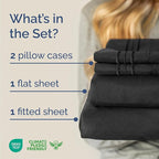 Cal King Size 4 Piece Sheet Set - Comfy Breathable & Cooling Bed Sheets Set - Hotel Luxury Bedding for Women, Men, Kids, Teens, Boys & Girls - Deep Pockets, Ultra-Soft, Wrinkle Free - Oeko-Tex - Black