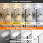 OUTON LED Floor Lamp, 27W/2400LM Modern Torchiere Lamp & 7W/ 400LM Reading Lamp, Bright Dimmable Standing Tall Lamp with 4 Color Temperature, Remote Touch Control for Living Room Bedroom Office, Black