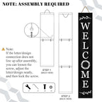 Welcome Wooden Porch Sign 47.2"H Front Door Rustic Standing Large Welcome Porch Sign for Home Front Porch Decor Rustic Wall Decor Home Farmhouse Yard Door Decorations -Black Porch Decor
