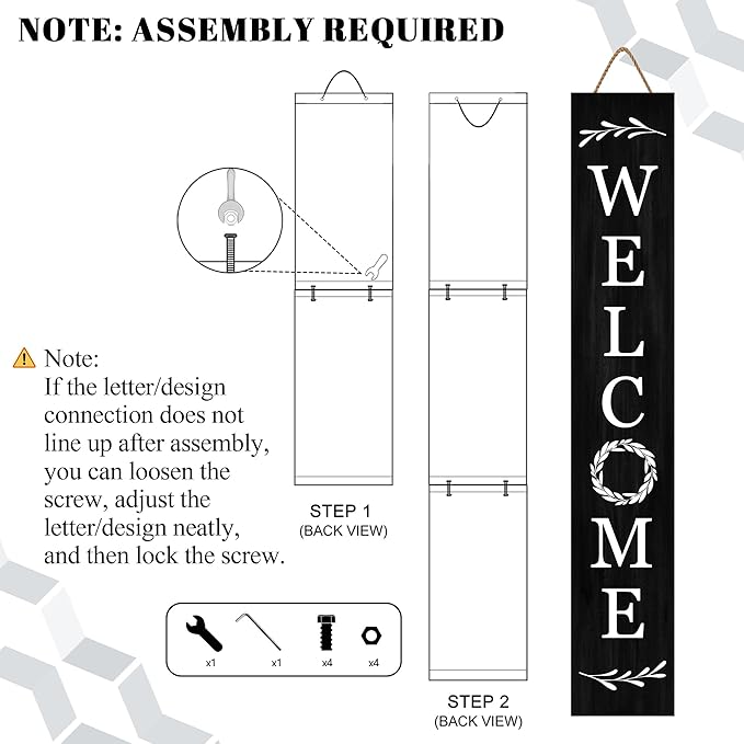 Welcome Wooden Porch Sign 47.2"H Front Door Rustic Standing Large Welcome Porch Sign for Home Front Porch Decor Rustic Wall Decor Home Farmhouse Yard Door Decorations -Black Porch Decor