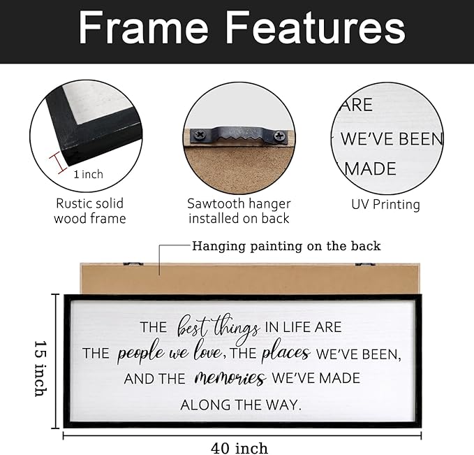 The Best Things in Life Framed Wall Art, 40''×15'' Rustic The Best Things in Life Sign for God Jesus Christ Prayer, Horizontal Holy Inspirational Family Home Decor