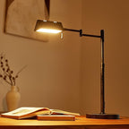 VONLUCE LED Desk Lamp, Adjustable Industrial Style Metal Table Lamp, Dimmable Reading Lamp for Living Room Bedroom Office, Antique Black