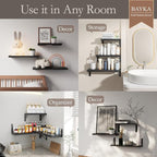 BAYKA Wall Shelves for Bedroom Decor, Floating Wall Shelves for Living Room Kitchen Storage, Mounted Rustic Wood Floating Shelves for Kids Books, Corner Shelves for Bathroom, Office(Set of 3)