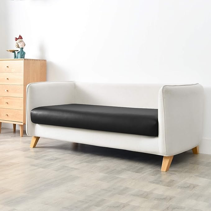 Yates Home PU Leather Couch Sofa Cushion Slipcover Water-Proof Elastic Chair RV Seat Covers Loveseat Sofa Furniture Protector Slip Cover for Settee Seater Replacement in Living Room（Sofa, Black）