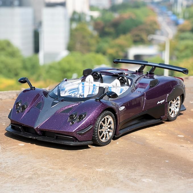 1/24 Car Model Compatible for Collectible Pagani Zonta HP Diecast Toy Car,Zinc Alloy Pull Back Cabriolet Vehicles Toy with Sound and Light for Adult Boys Girls (Purple)