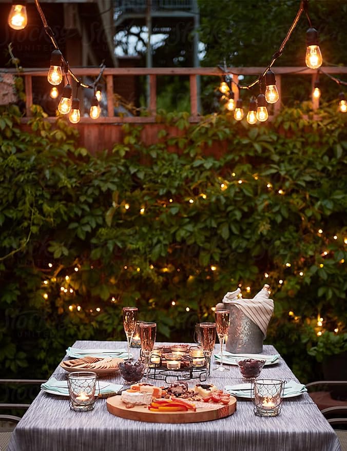 Svater Outdoor Led String Lights 75 FT, Patio Lights for Outside with 26pcs S14 Shatterproof Bulbs, IP65 Waterproof Commercial Grade Market Light, 1 Watt E26 Dimmable 2700K Warm White