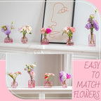 Pink Bud Vase Set of 24 - Small Glass Vase for Flowers, Bulk Mini Vases for Rustic Wedding Decor, Glass Vases for Centerpieces, Floral Arrangements, Clear Bud Vase