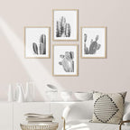 SIGNWIN Framed Black & White Saguaro Southwest Desert Tropical Cactus Wall Art, Set of 4 Floral Botanical Wall Decor Prints, Nature Wilderness Wall Décor for Living Room, Bedroom - 11"x14" Natural