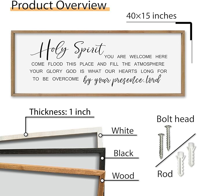 SRSZHIYUE Give Us This Day Our Daily Bread Sign Wall Decor Art 40"×15" Matthew 6:11 Dining Room Kitchen Large Wood Framed Wall Hanging (Wood)