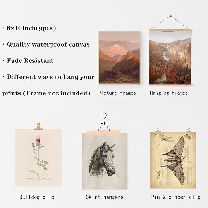 KBKBART Vintage Southwestern Wall Art, 9 PCS Farmhouse Southwest Wall Decor, American Rustic Arizona Wall Art, Boho Ranch Desert Western Poster Pictures, Southwest Art Prints for Western Bedroom,